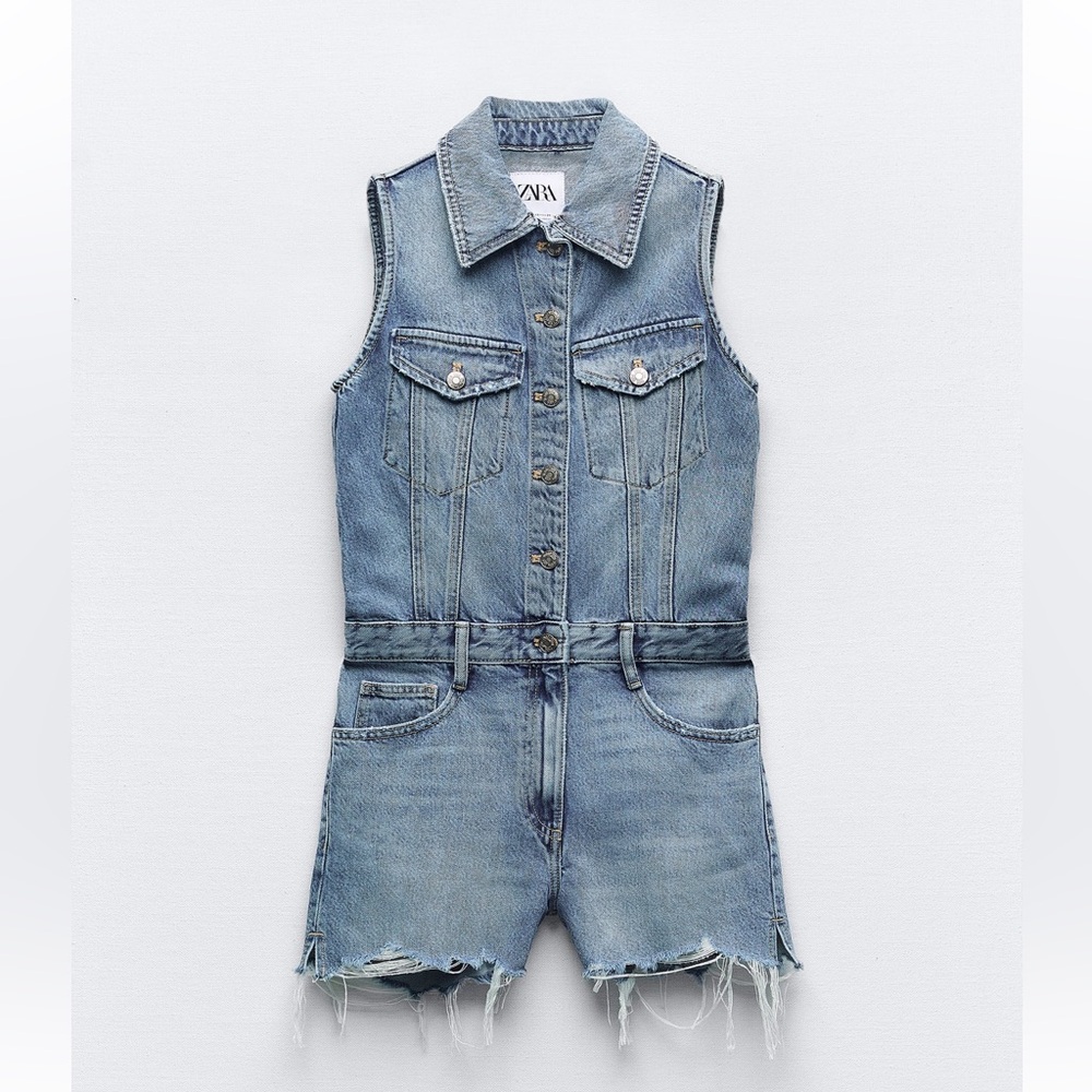 TRF denim mini overall Zara Size M New with Tag